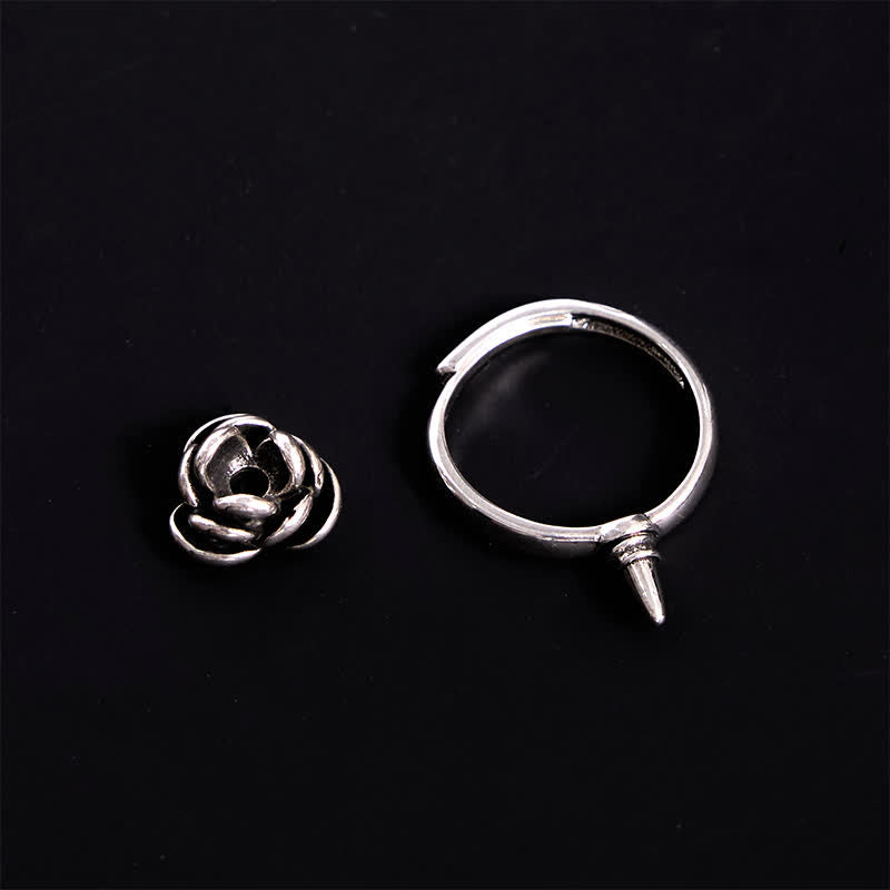 Bague d'autodéfense réglable et détachable en forme de fleur de rose torsadée - image 7