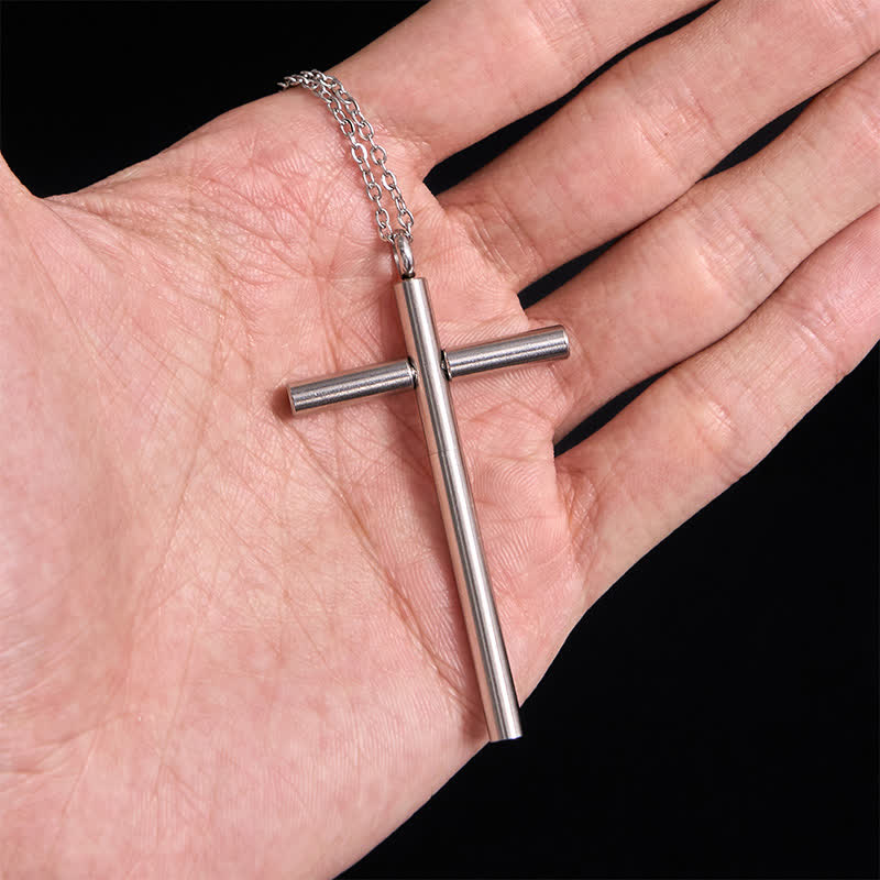 Collier pendentif croix gadget portable cure-dents Edc