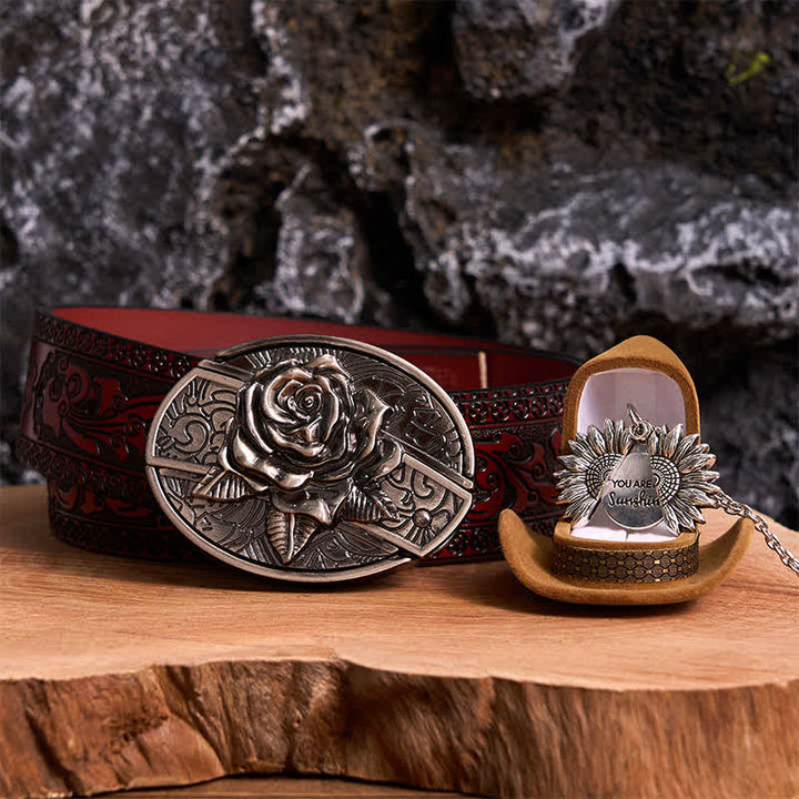 Ensemble de colliers et boucles de ceinture en argent avec couteau caché et rose à faire soi-même