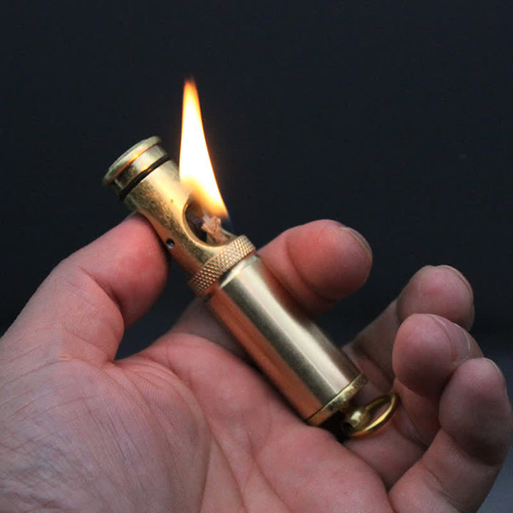 Porte-clés rétro en bronze, briquet à kérosène rechargeable et portable - image 2