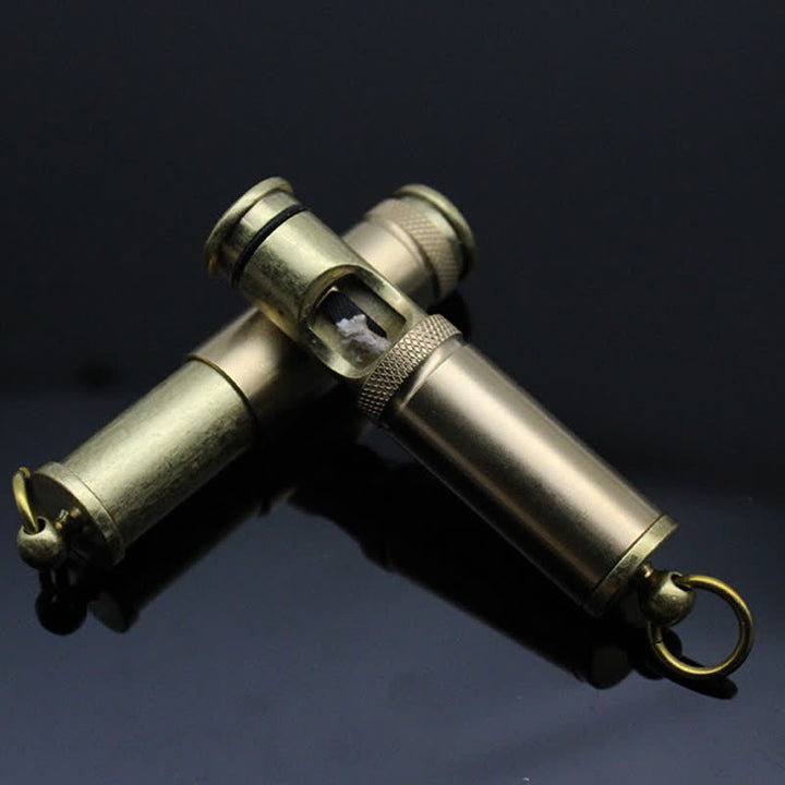 Porte-clés rétro en bronze, briquet à kérosène rechargeable et portable - image 3