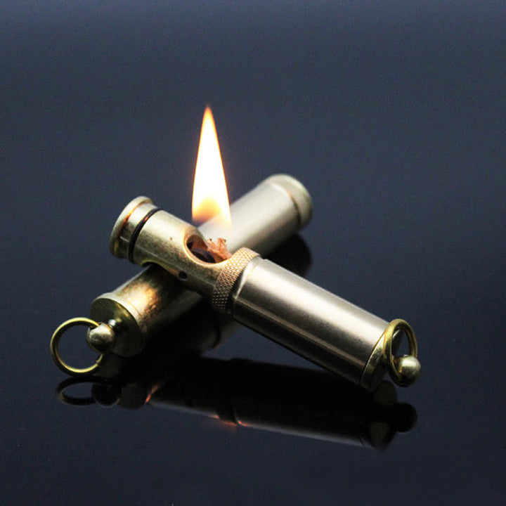 Porte-clés rétro en bronze, briquet à kérosène rechargeable et portable - image 0
