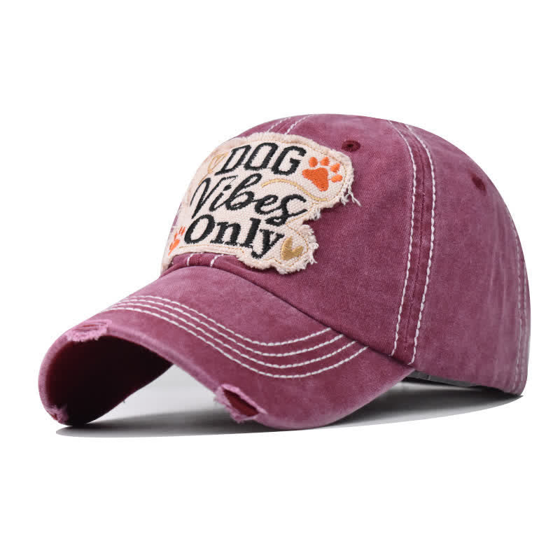 Casquette de baseball délavée brodée Dog Vibes Only