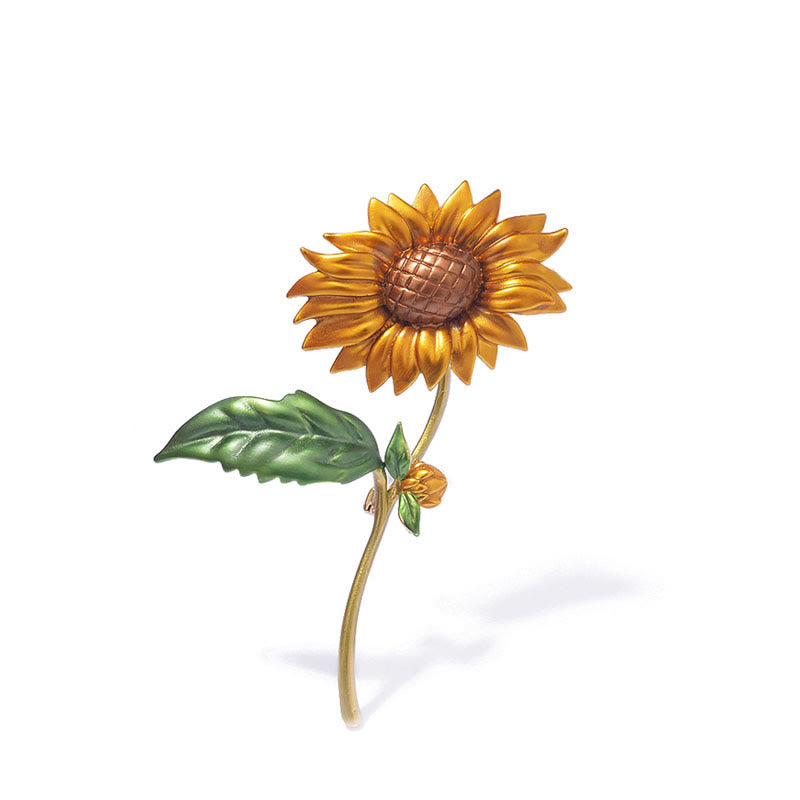 Broche en émail tournesol d'été pour femme