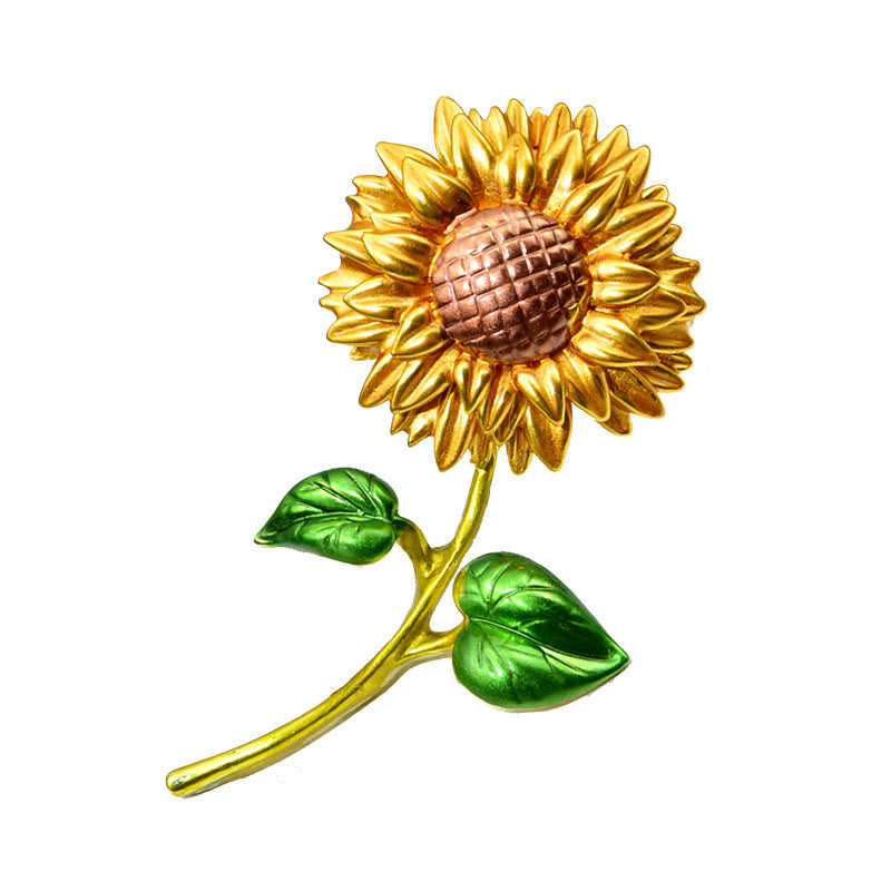 Broche en émail tournesol pour femme