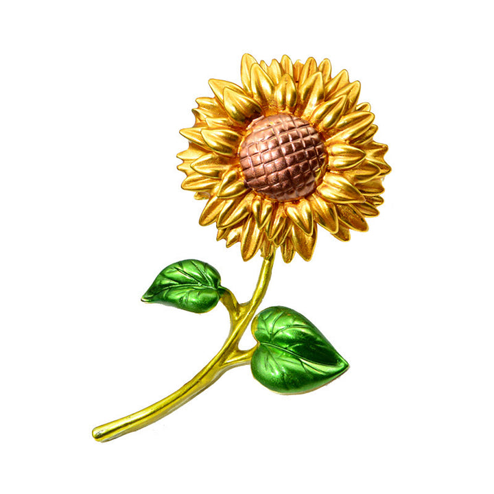Broche en émail tournesol pour femme