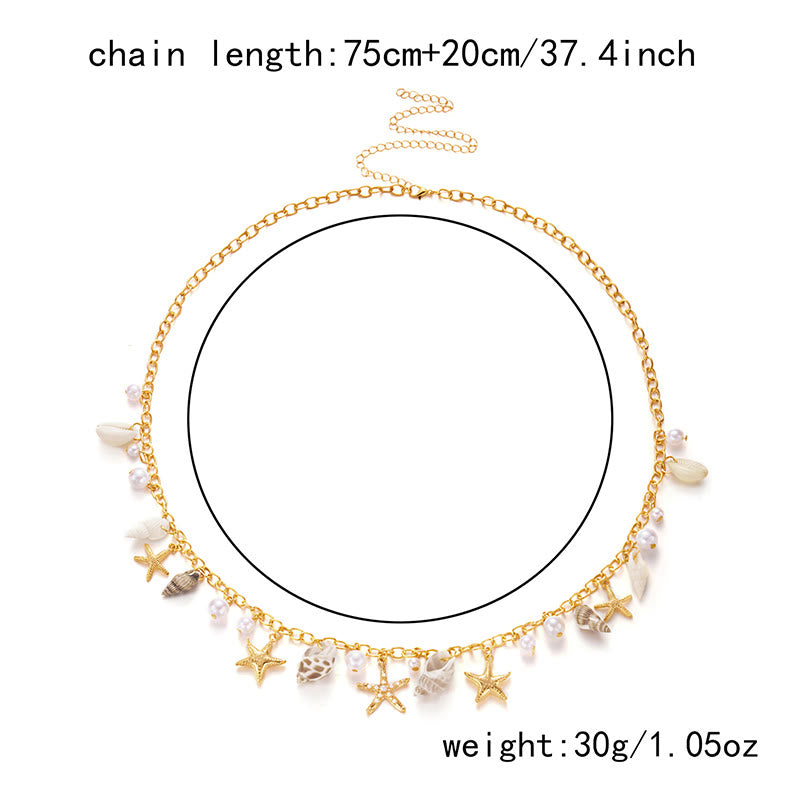 Chaîne de taille bohème d'été pour femme, motif étoile de mer, coquillage, fausses perles