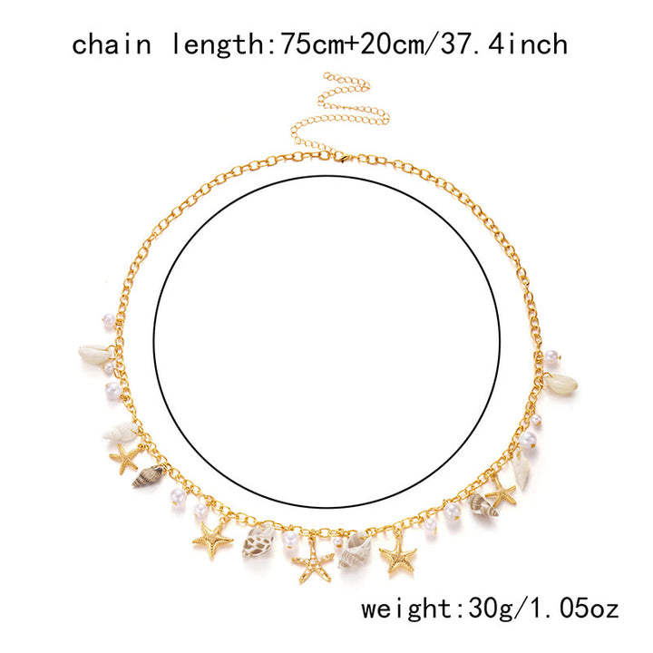 Chaîne de taille bohème d'été pour femme, motif étoile de mer, coquillage, fausses perles