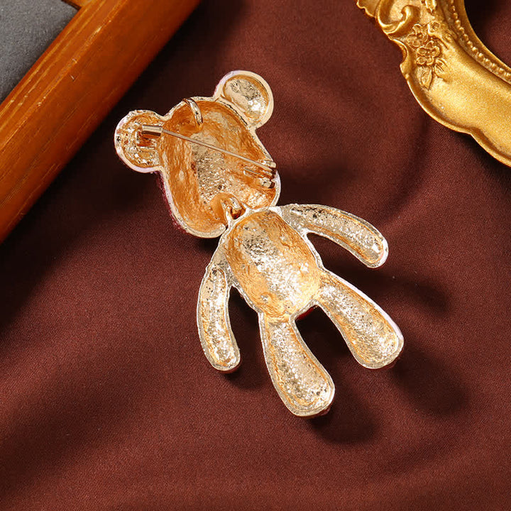 Broche exquise en cristal représentant un ours mignon avec le drapeau britannique