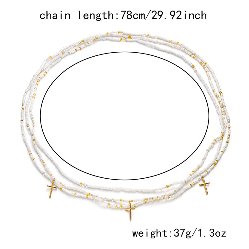 Chaîne de taille superposée en perles croisées style bohème pour femme