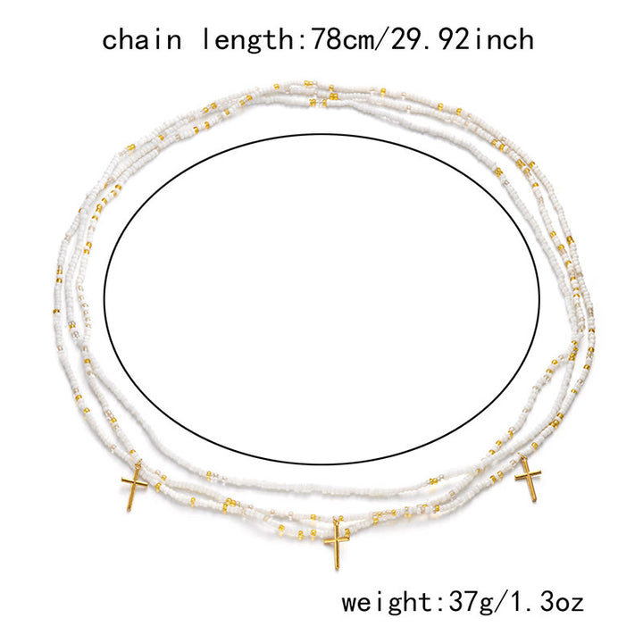 Chaîne de taille superposée en perles croisées style bohème pour femme