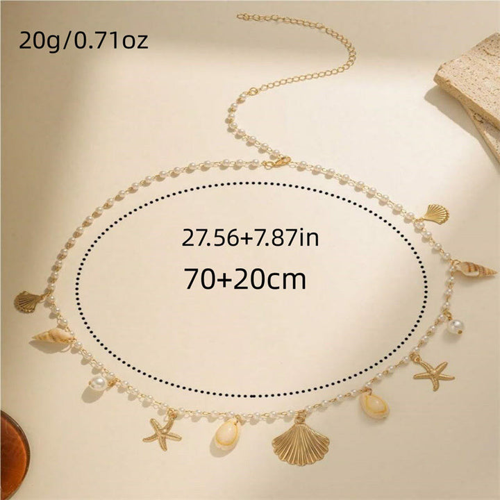 Chaîne de taille bohème pour femme, motif étoile de mer, coquillage, fausses perles