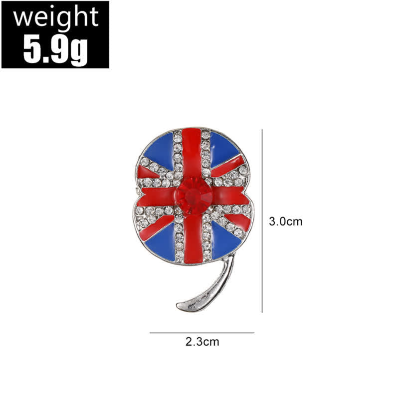 Broche en émail en forme de fleur de pavot avec drapeau britannique