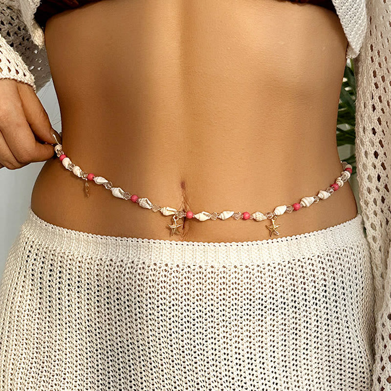 Chaîne de taille bohème pour femme, motif étoile de mer et coquillage