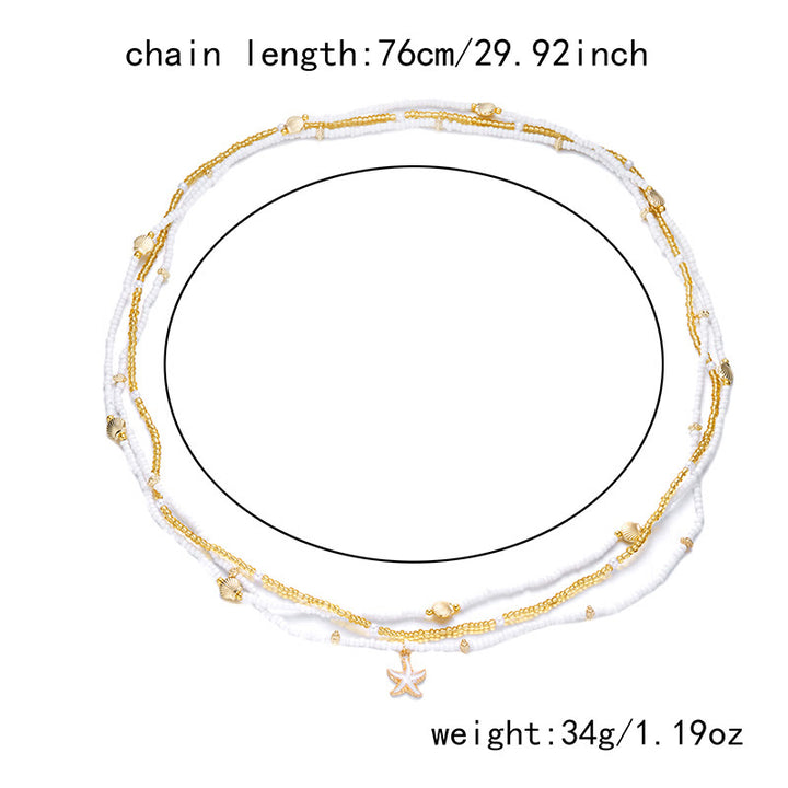 Chaîne de taille bohème multicouche pour femme, motif étoile de mer, coquillage et perles