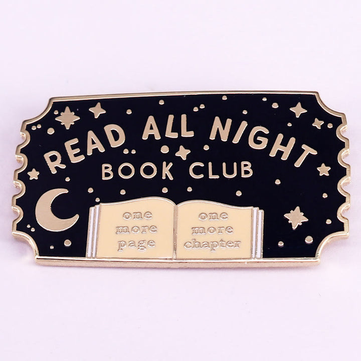 Broche en émail du club de lecture Read All Night