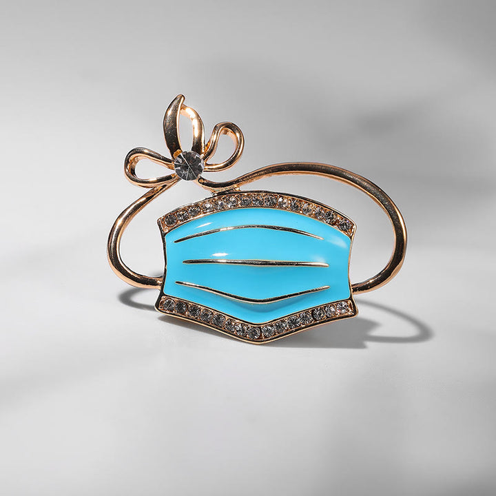 Broche en émail en forme de masque buccal en cristal pour infirmière et médecin