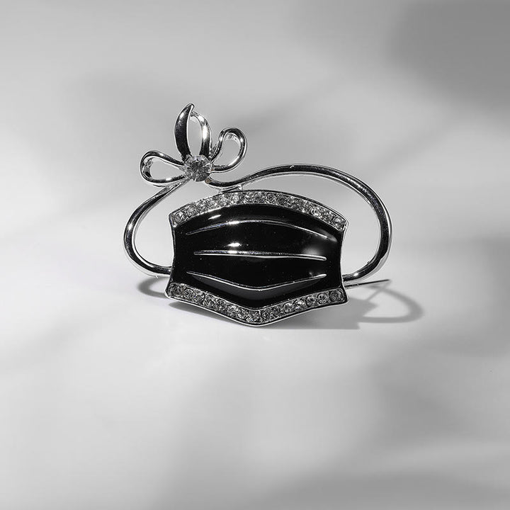 Broche en émail en forme de masque buccal en cristal pour infirmière et médecin