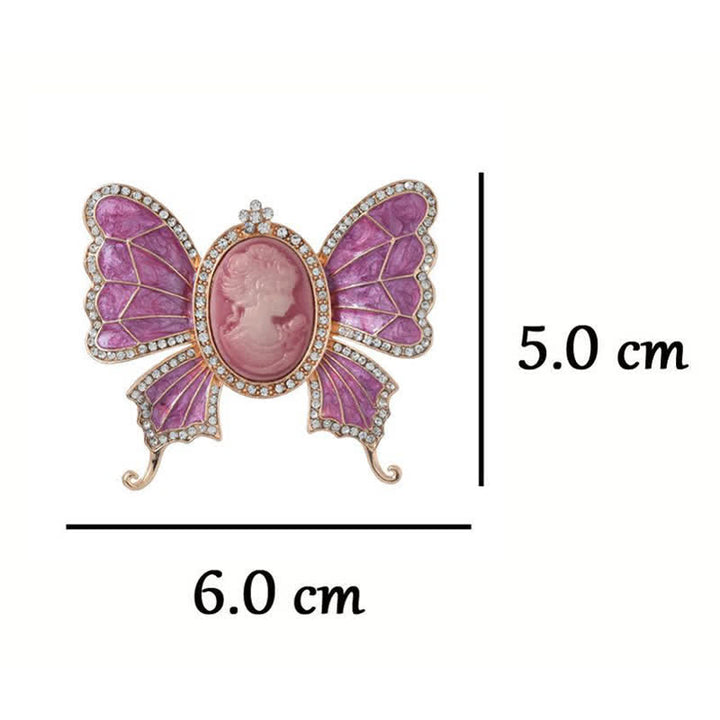 Broche camée papillon style victorien antique pour femme