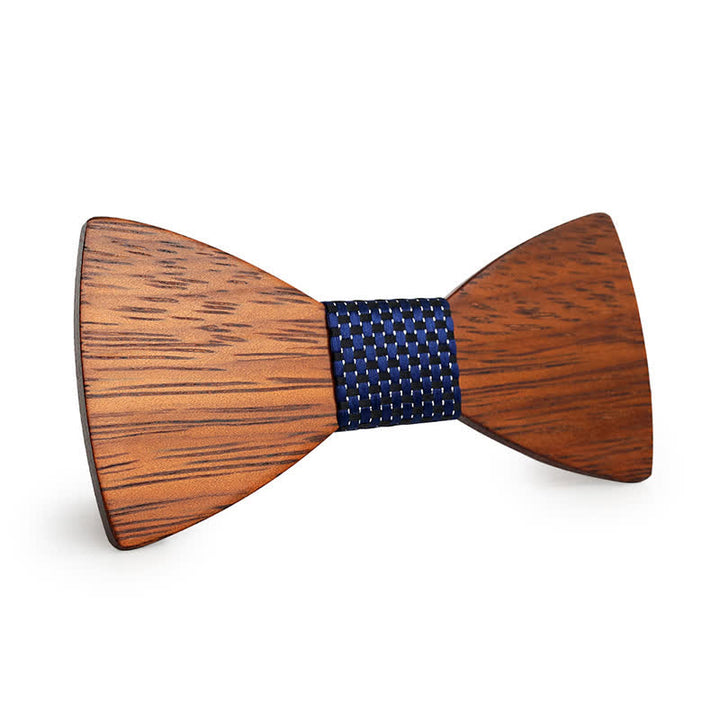 Noeud papillon en bois de bambou fait main pour homme - Bleu royal - image 10