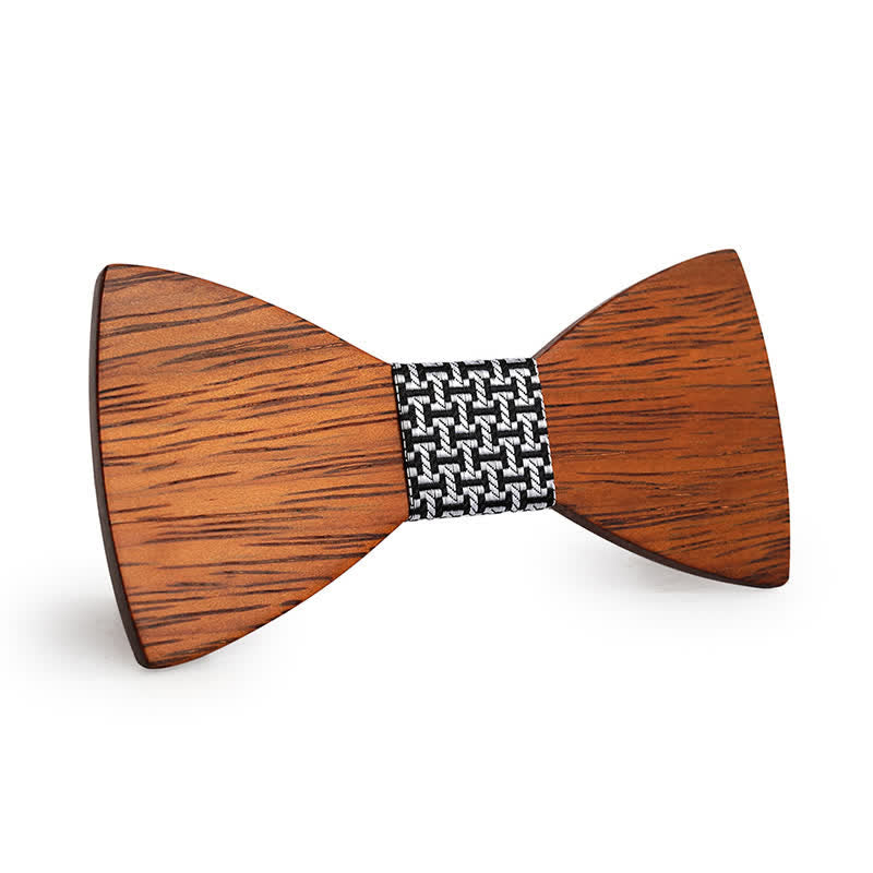 Noeud papillon en bois de bambou fait main pour homme - Noir et blanc - image 12