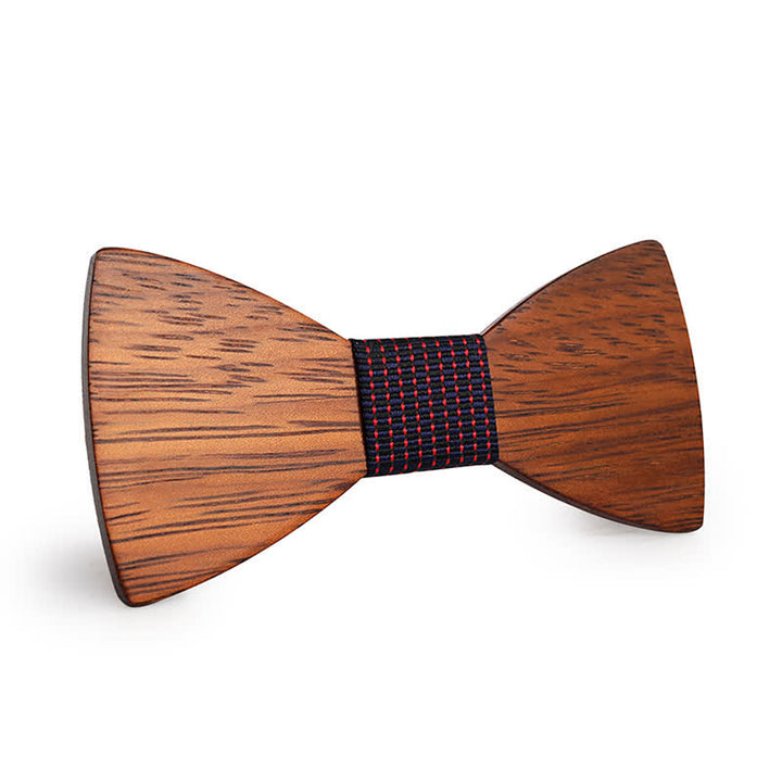 Noeud papillon en bois de bambou fait main pour homme - Ligne rouge - image 13