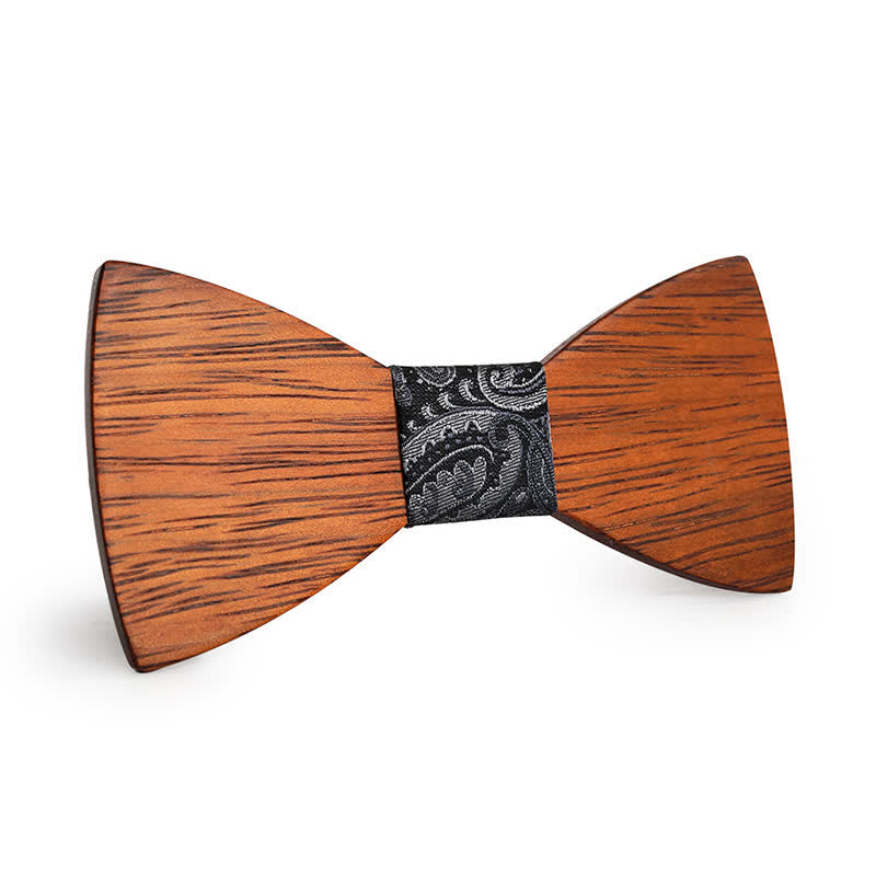 Noeud papillon en bois de bambou fait main pour homme - Paisley gris - image 11