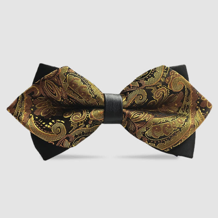 Nœud papillon pointu double épaisseur à motif cachemire pour homme