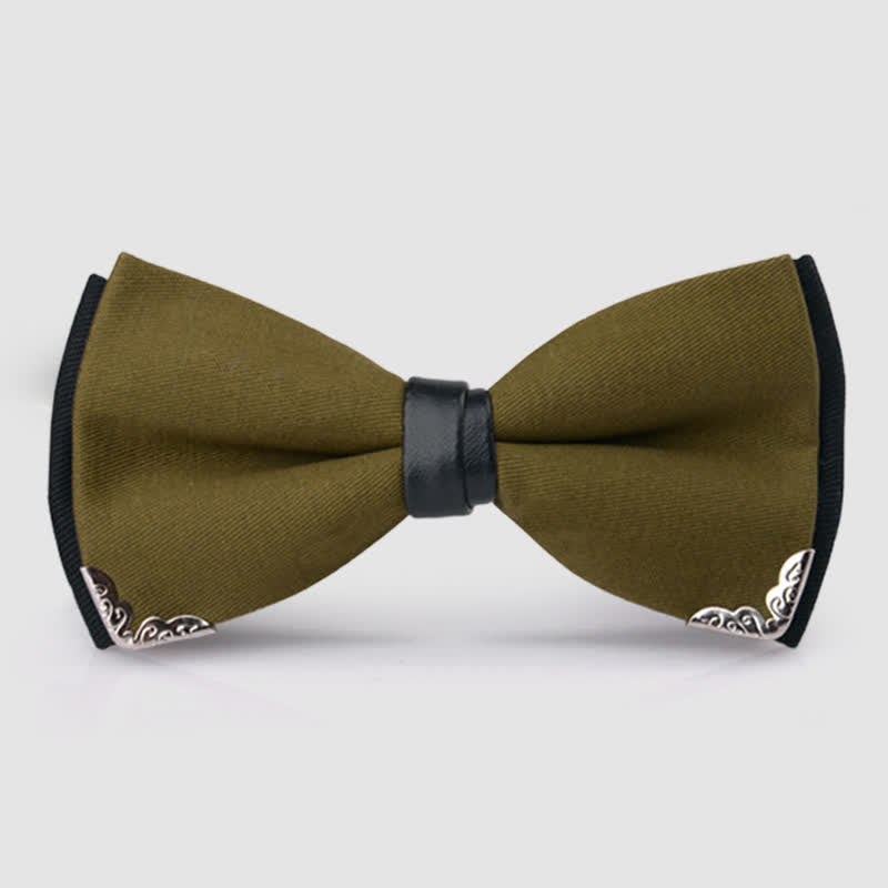 Nœud papillon doré élégant avec bordure en métal pour homme