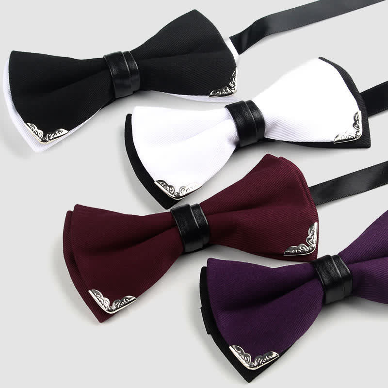 Nœud papillon doré élégant avec bordure en métal pour homme