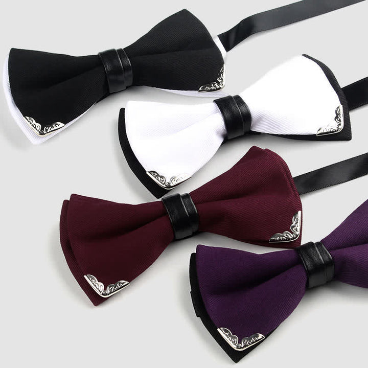 Nœud papillon doré élégant avec bordure en métal pour homme