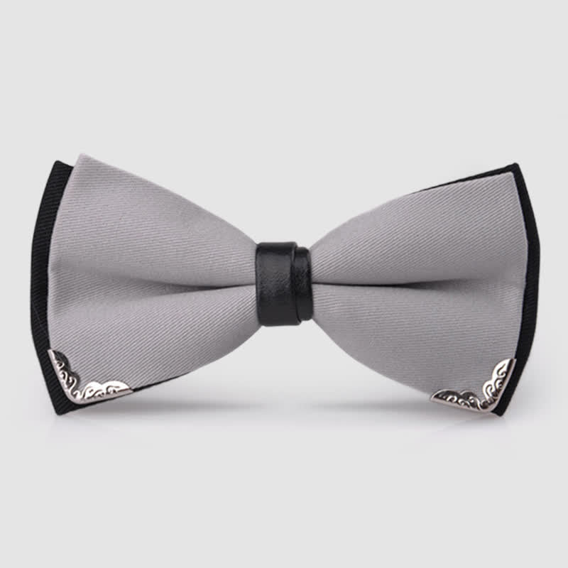 Nœud papillon doré élégant avec bordure en métal pour homme
