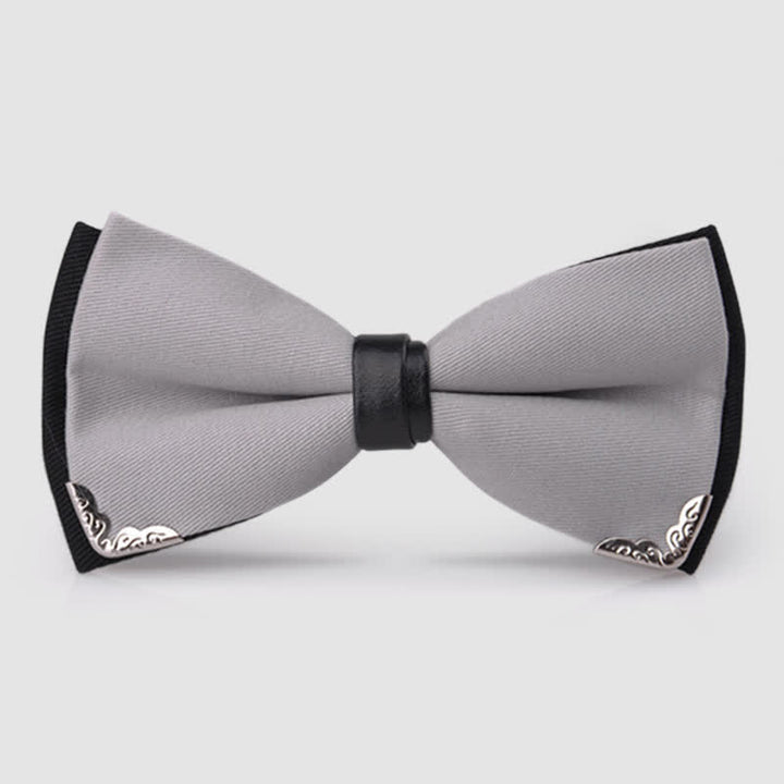 Nœud papillon doré élégant avec bordure en métal pour homme