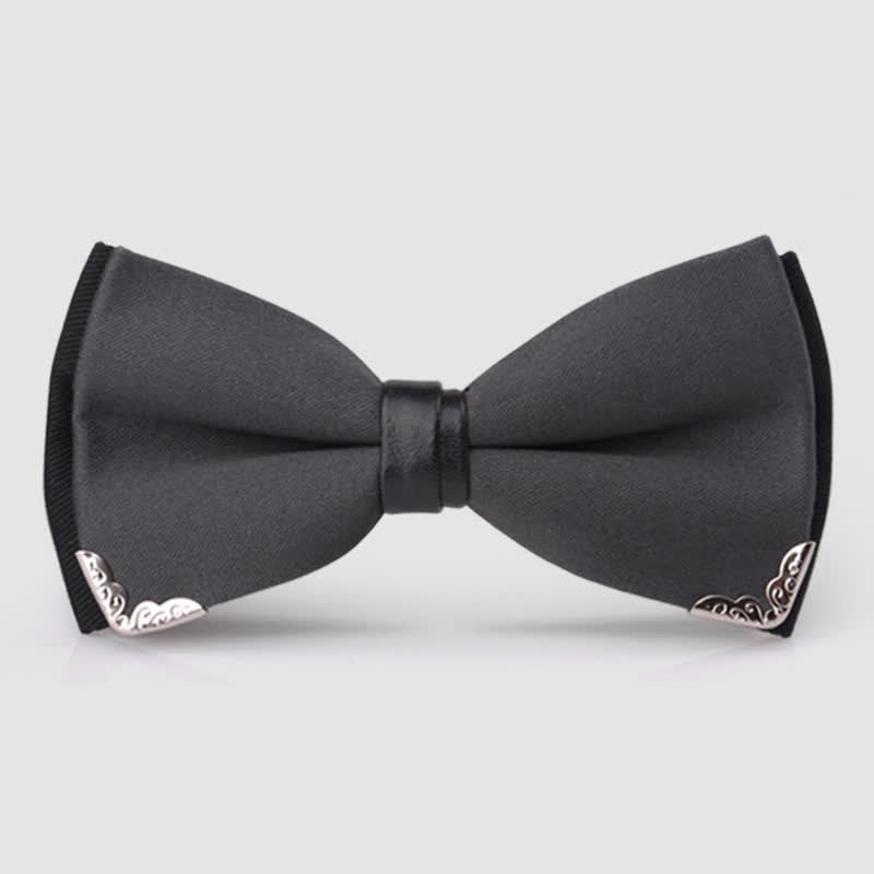 Nœud papillon doré élégant avec bordure en métal pour homme