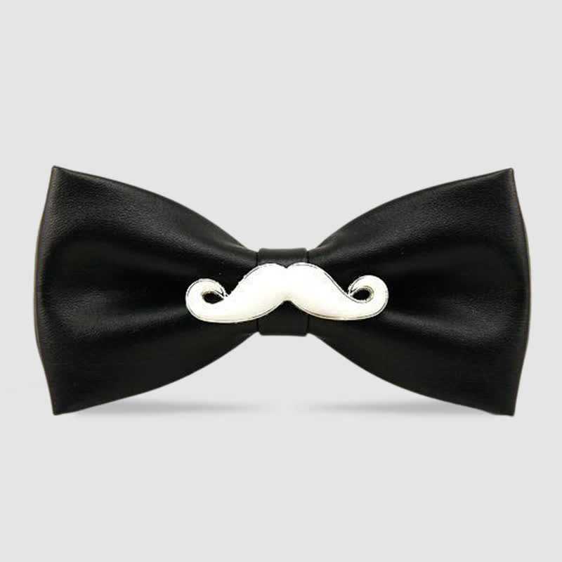 Noeud papillon en cuir et métal pour homme avec moustache