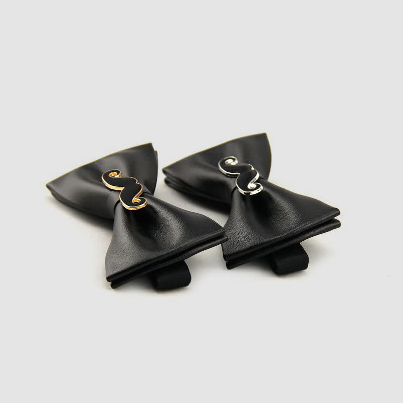Noeud papillon en cuir et métal pour homme avec moustache