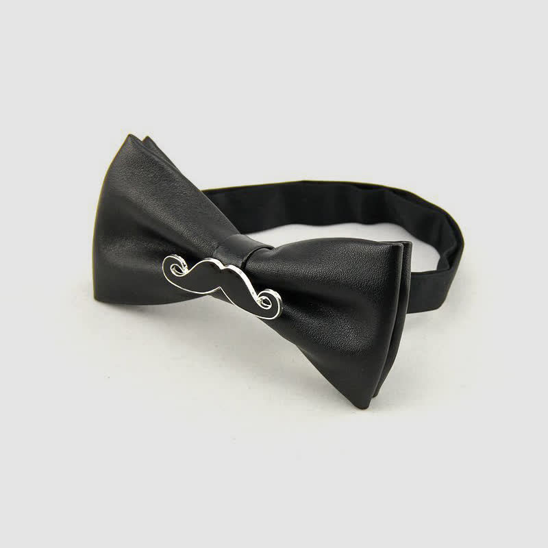 Noeud papillon en cuir et métal pour homme avec moustache