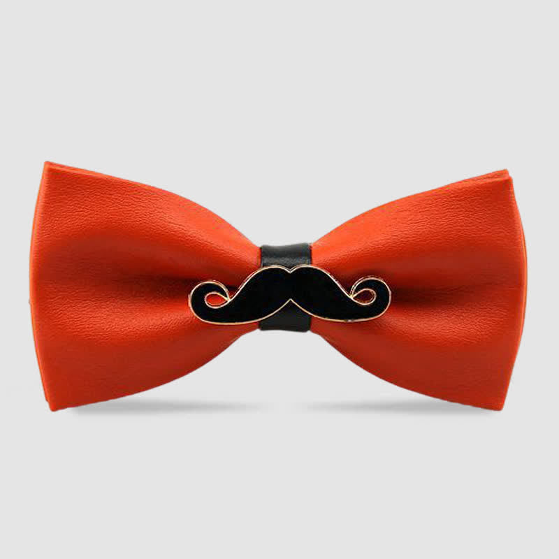 Noeud papillon en cuir et métal pour homme avec moustache