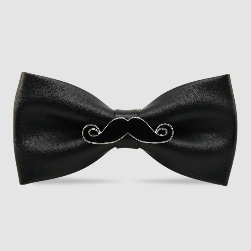 Noeud papillon en cuir et métal pour homme avec moustache