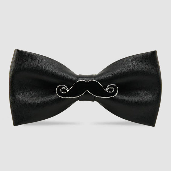 Noeud papillon en cuir et métal pour homme avec moustache