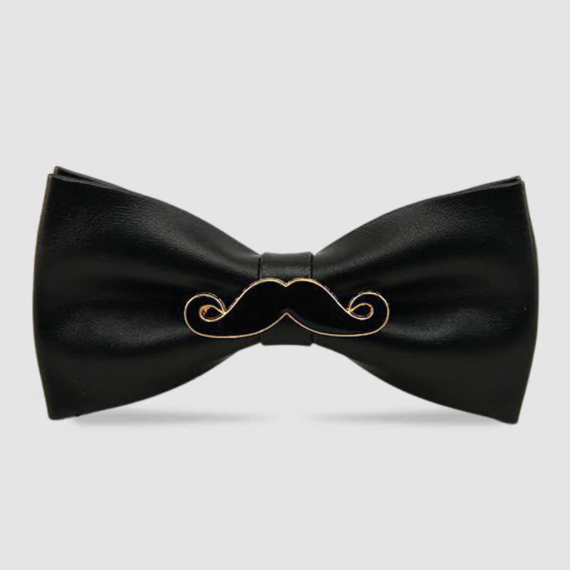 Noeud papillon en cuir et métal pour homme avec moustache