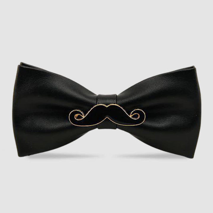 Noeud papillon en cuir et métal pour homme avec moustache