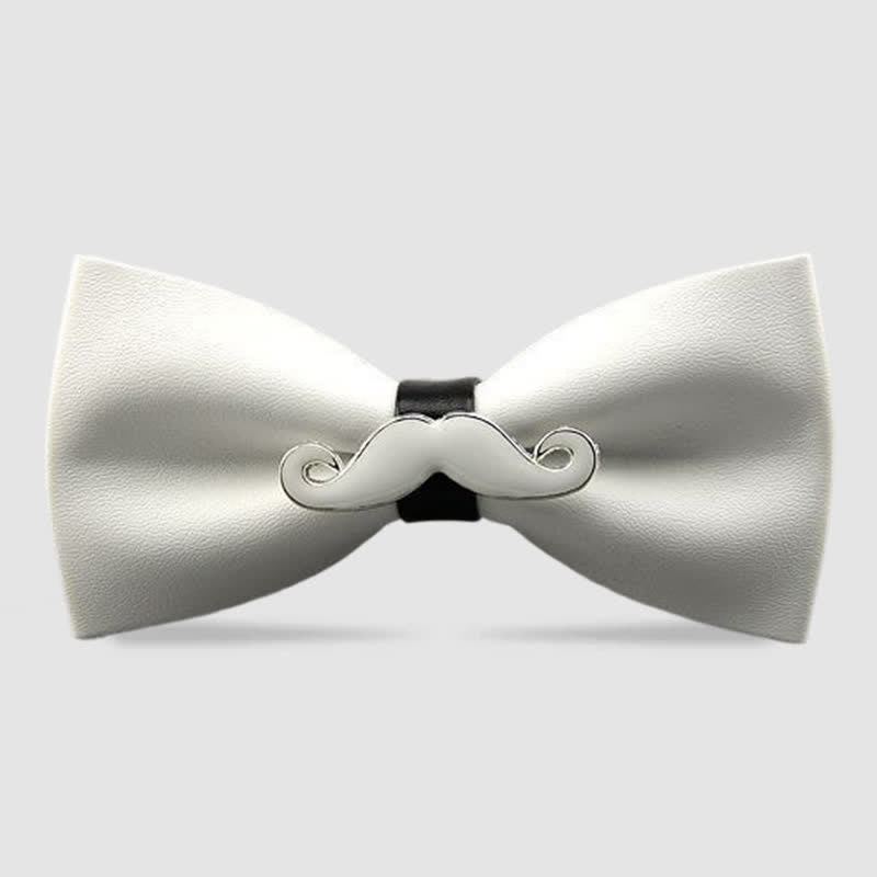 Noeud papillon en cuir et métal pour homme avec moustache
