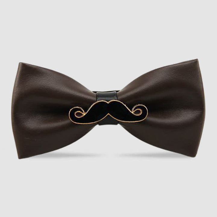 Noeud papillon en cuir et métal pour homme avec moustache