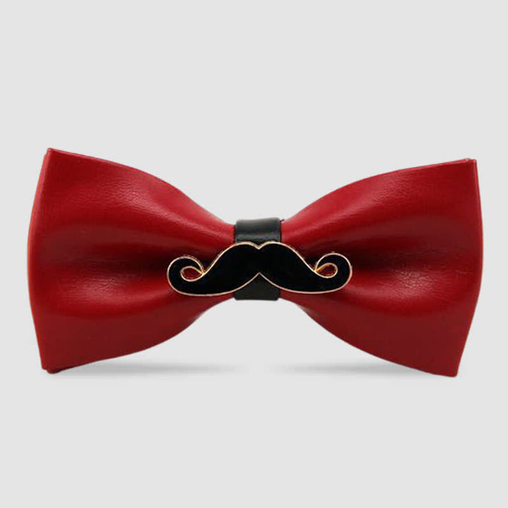 Noeud papillon en cuir et métal pour homme avec moustache