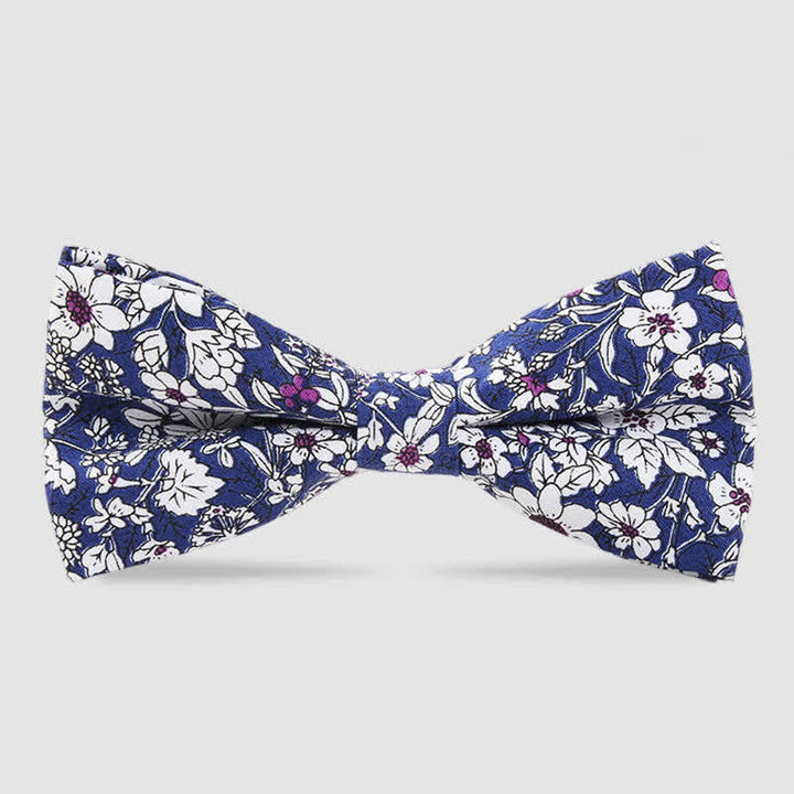 Nœud papillon en coton imprimé floral pour homme - Bleu - image 7