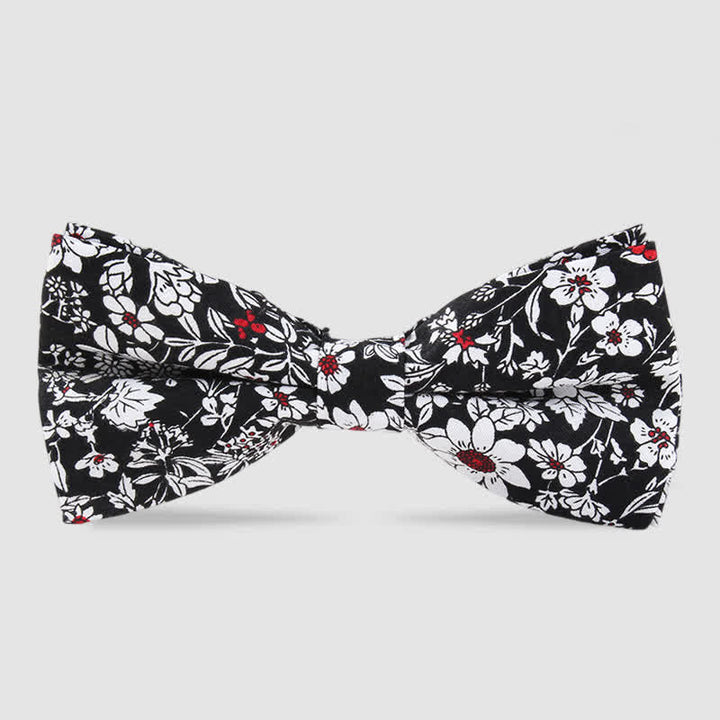 Nœud papillon en coton imprimé floral pour homme - Noir et blanc - image 8