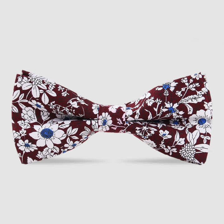 Nœud papillon en coton imprimé floral pour homme - Bourgogne - image 9
