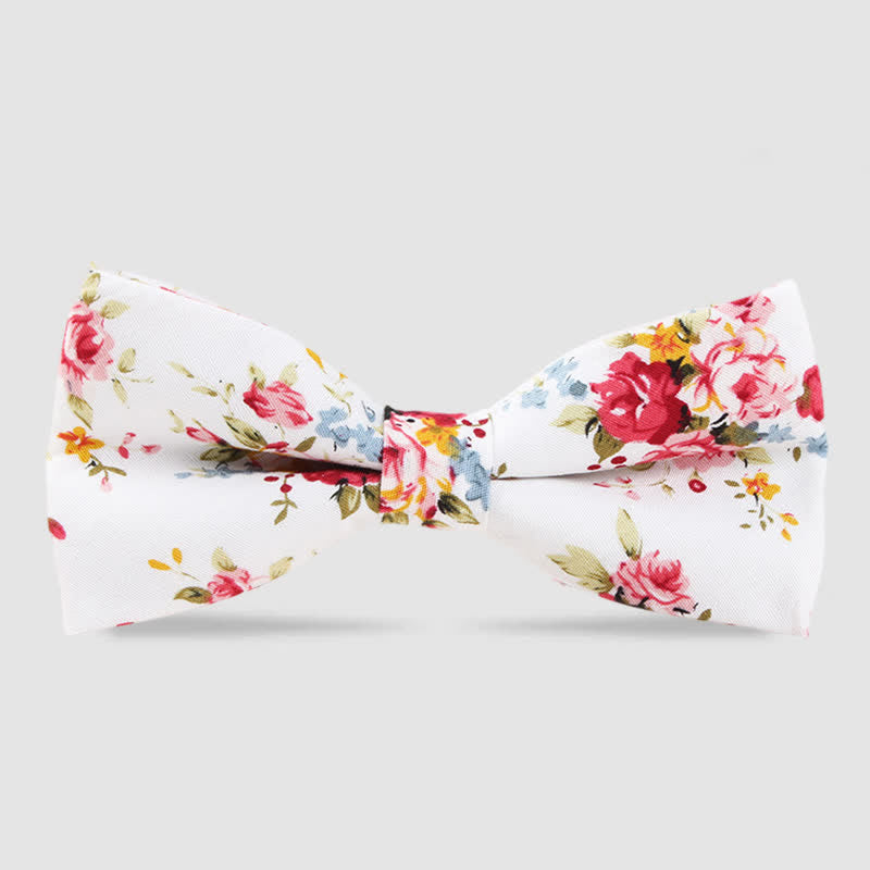 Nœud papillon en coton imprimé floral pour homme - Blanc - image 11