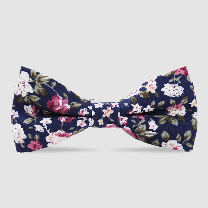 Nœud papillon en coton imprimé floral pour homme - Marine - image 2